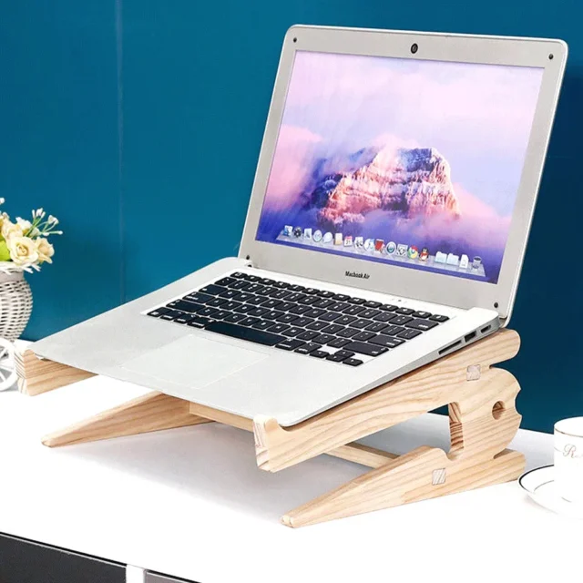 support ordinateur bois ergonomique bureau
